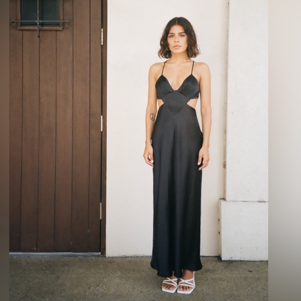 Zara Black Satin Dress